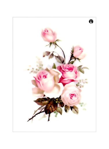 Floral Themed Metallic Plate White/Pink/Brown 20x15cm