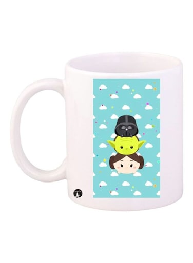Star War Printed Mug White/Blue/Yellow Standard Size