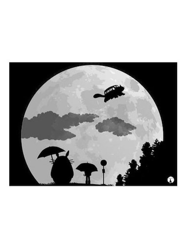 Moon Printed Decorative Plate Black/Grey 20x15cm