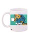 Cartoon Printed Coffee Mug White/Green/Blue 11ounce