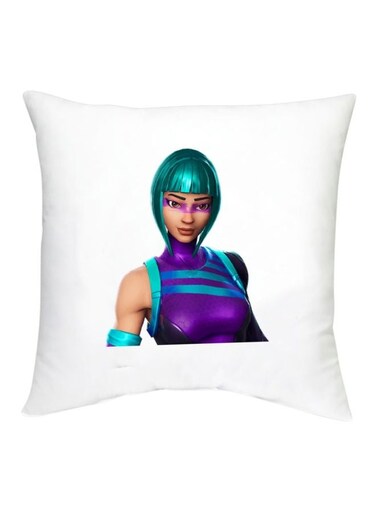 Fortnite Character Printed Decorative Cushion White/Green/Purple 16x16inch