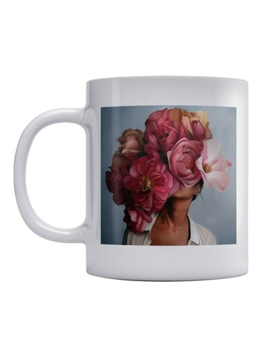 Flower Printed Coffee Mug White/Pink/Blue 350ml
