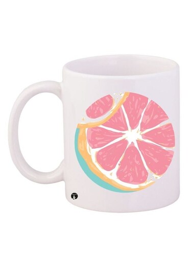 Fruit Printed Coffee Mug White/Pink/Yellow 11ounce