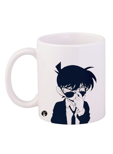 Durable Heat-Resistant Thick Wall Designed Ergonomic Handled Detective Conan Printed Mug White/Black 11ounce