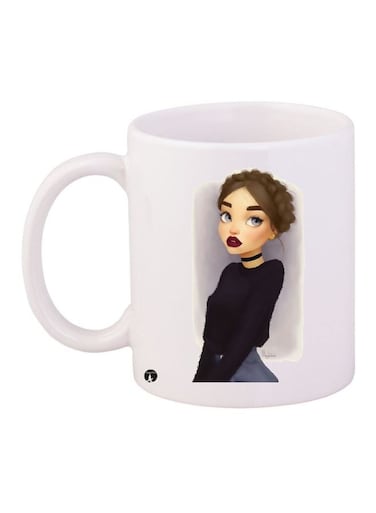 Girl Printed Coffee Mug White/Black/Brown