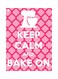 Keep Calm And Bake On Themed Metallic Plate Pink/White 20x15cm
