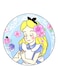 Cartoon Girl Printed Fridge Magnet Blue/Yellow/Pink 5.5cm