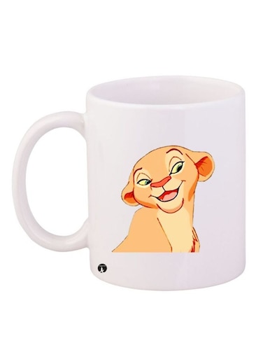 Lion Cub Printed Coffee Mug White/Beige/Yellow