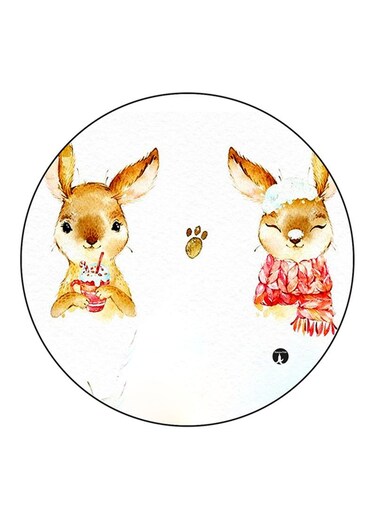 Rabbits Printed Fridge Magnet Round Multicolour
