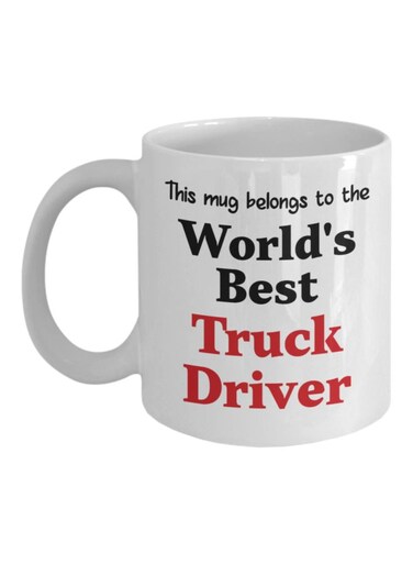 This Mug Belongs To The World's Best Truck Driver Printed Coffee Mug White/Black/Red