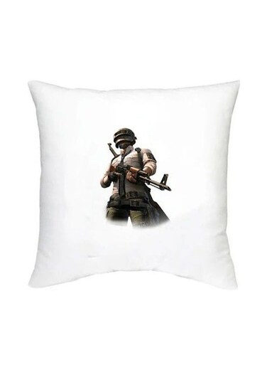 Pubg Printed Decorative Cushion White/Grey/Black 16x16inch