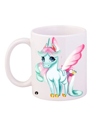 Unicorn Printed Coffee Mug White/Green/Pink