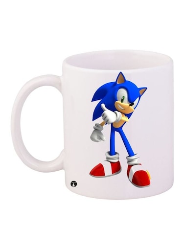 Super Sonic Printed Coffee Mug White/Blue/Red 11ounce
