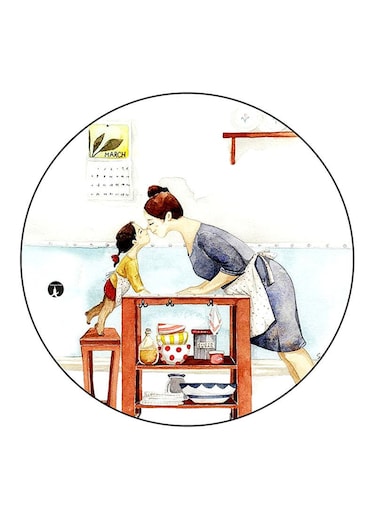 Mother And Daughter Printed Fridge Magnet Multicolour