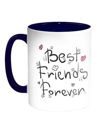Best Friends Forever Printed Coffee Mug Dark Blue/Black/White 325ml
