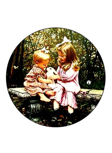 Vintage Art Printed Fridge Magnet Round Multicolour