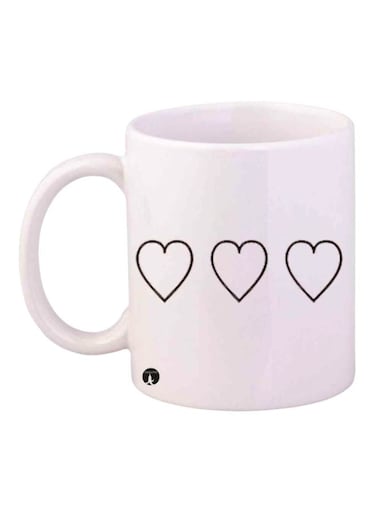 Hearts Printed Mug White/Black Standard Size