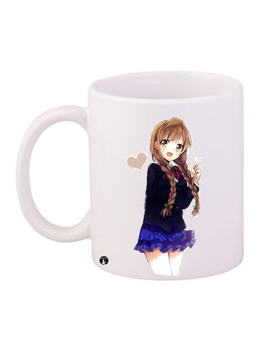 Anime Printed Coffee Mug White/Blue/Brown 11ounce