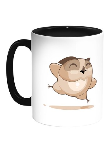 Owl Printed Coffee Mug White/Black 11ounce