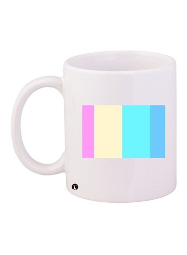 Stripes Printed Coffee Mug White/Pink/Beige 11ounce