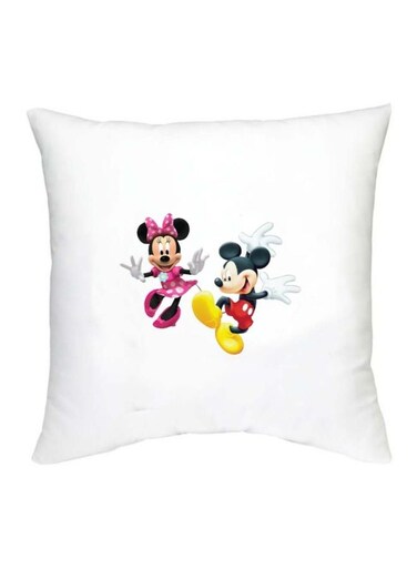 Mickey Mouse Printed Decorative Cushion White/Black/Yellow 16x16inch