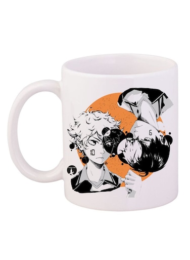 Anime Haikyuu Printed Coffee Mug White/Orange/Black 12ounce