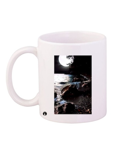 Moon Printed Coffee Mug White/Black 11ounce
