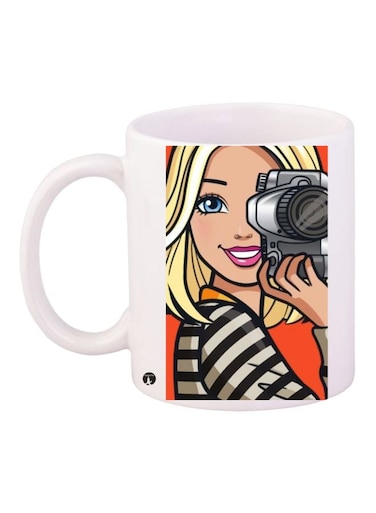 Cartoon Girl Printed Coffee Mug White/Brown/Black