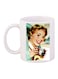 Lady Printed Coffee Mug White/Brown/Red 11ounce