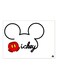 Mickey Printed Metallic Plate White/Red/Black 20x15cm