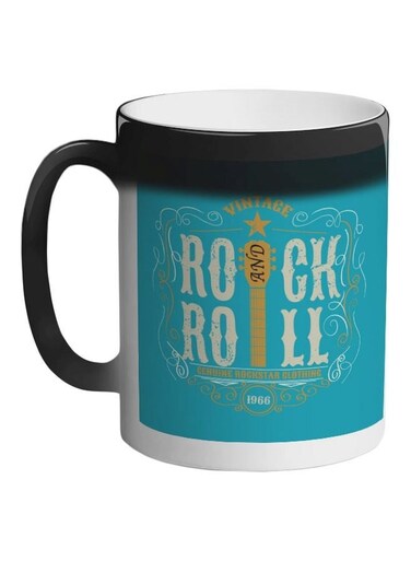 Rock And Roll Printed Colour Changing Coffee Mug Black 325ml