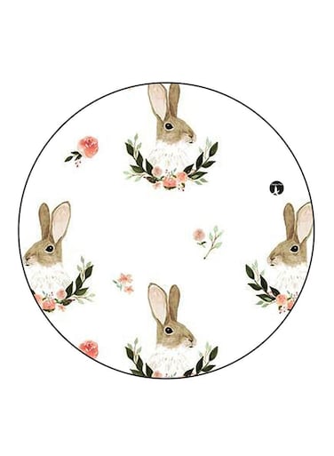 Rabbits Printed Fridge Magnet Round Multicolour