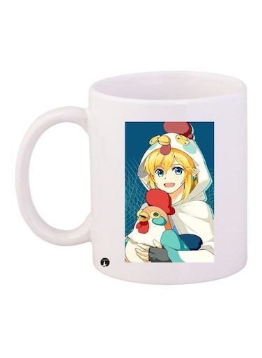 Cartoon Printed Coffee Mug White/Blue/Yellow 11ounce