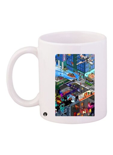City Printed Coffee Mug White/Blue/Grey 11ounce