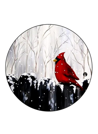 Bird Printed Fridge Magnet Round Multicolour