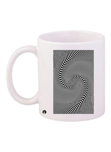 Abstract Printed Coffee Mug White/Black 11ounce