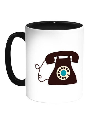 Classic Phone Printed Coffee Mug White/Black 11ounce