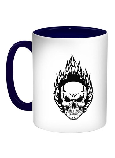 Skull Shape Printed Coffee Mug Blue/White/Black 11ounce