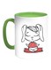 Cartoon Drawings - Rabbits Printed Coffee Mug White/Green 11ounce