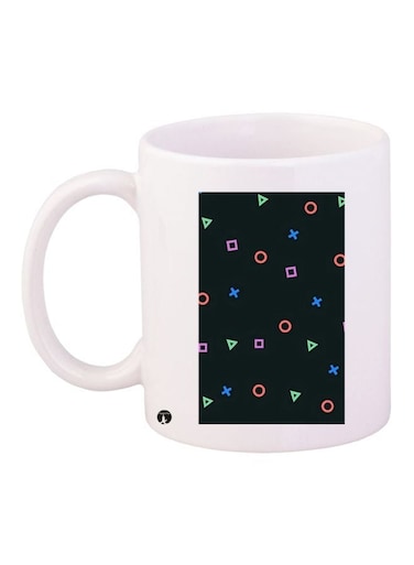 Printed Ceramic Coffee Mug White/Black/Pink 11ounce