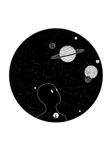 Space Printed Fridge Magnet Round Multicolour