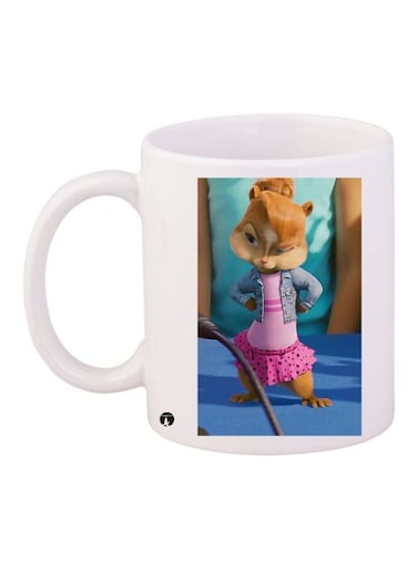 Cartoon Printed Coffee Mug White/Blue/Pink 11ounce