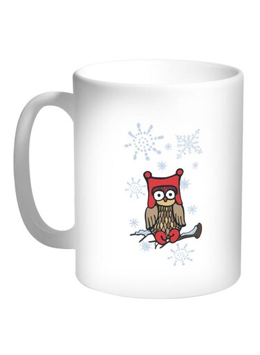 Winter Season Printed Coffee Mug White/Red/Brown 11ounce