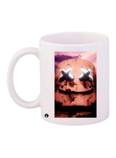 Marshmello Printed Coffee Mug White/Pink/Silver 11ounce