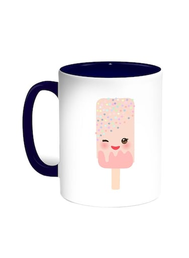 Cartoon Graphics - Ice Cream Printed Coffee Mug Blue/White 11ounce