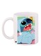Cartoon Printed Coffee Mug White/Blue/Green 11ounce