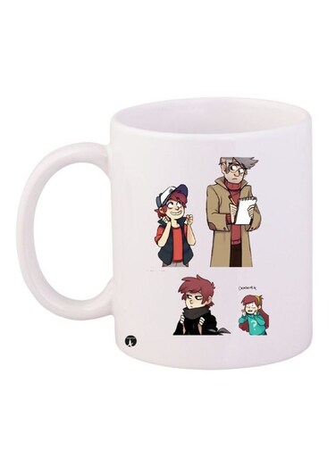 Cartoon Boys Themed Coffee Mug White/Brown 11ounce