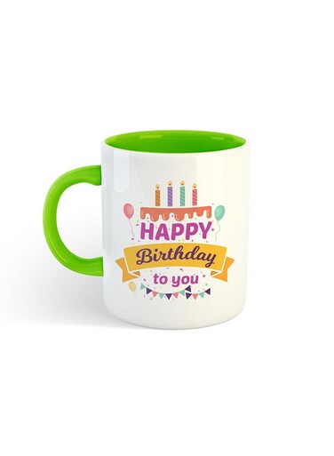 Happy Birthday To You Printed Mug White/Green
