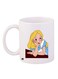 Lady Printed Coffee Mug White/Blue/Yellow 11ounce