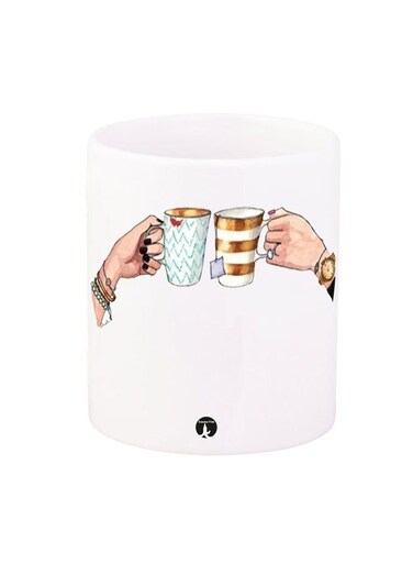 Printed Coffee Mug White/Beige 12ounce